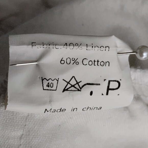 Chartou Linen Blend Lagenlook Pants Size M White With Pockets and Drawstring - Picture 9 of 9